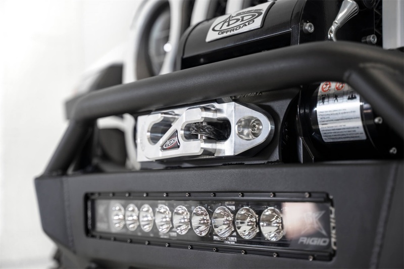 Jeep Wrangler JL Bumper - Front - Addictive Desert Designs - Stealth Fighter Full Length with Winch Mount & Top Hoop - Hammer Black Powder Coat - `18-`27